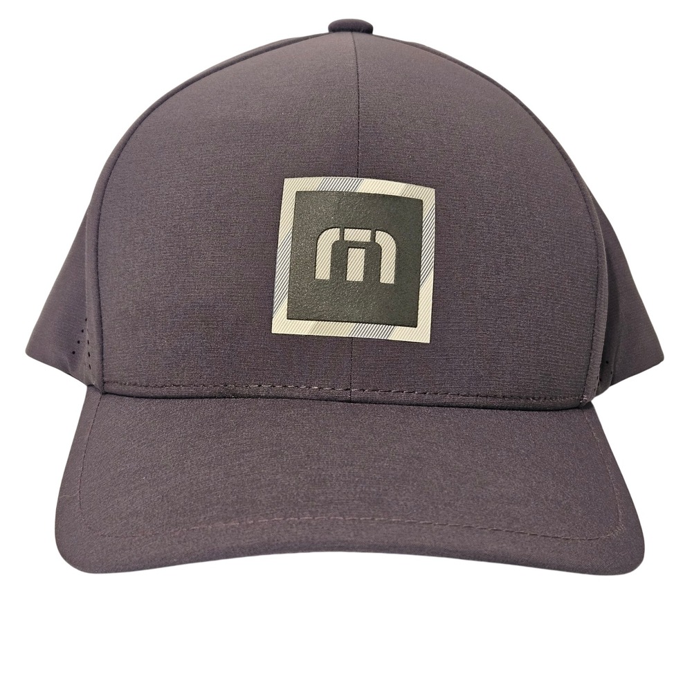 TravisMathew Flexfit Delta Baseball Cap OS Charcoal Grey Perforated Snapback
